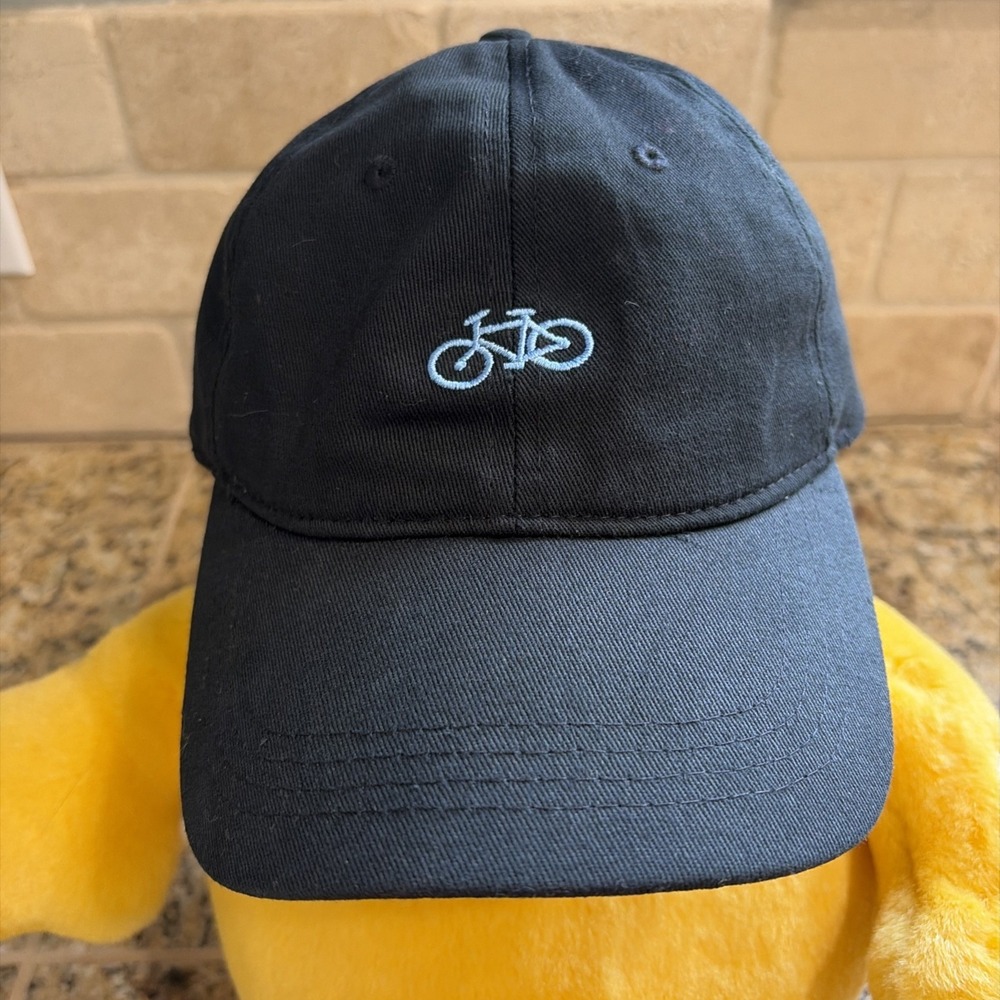 The Hatter Company Black Embroidered Blue Bike Bicycle Baseball Cap Hat Adult OS
